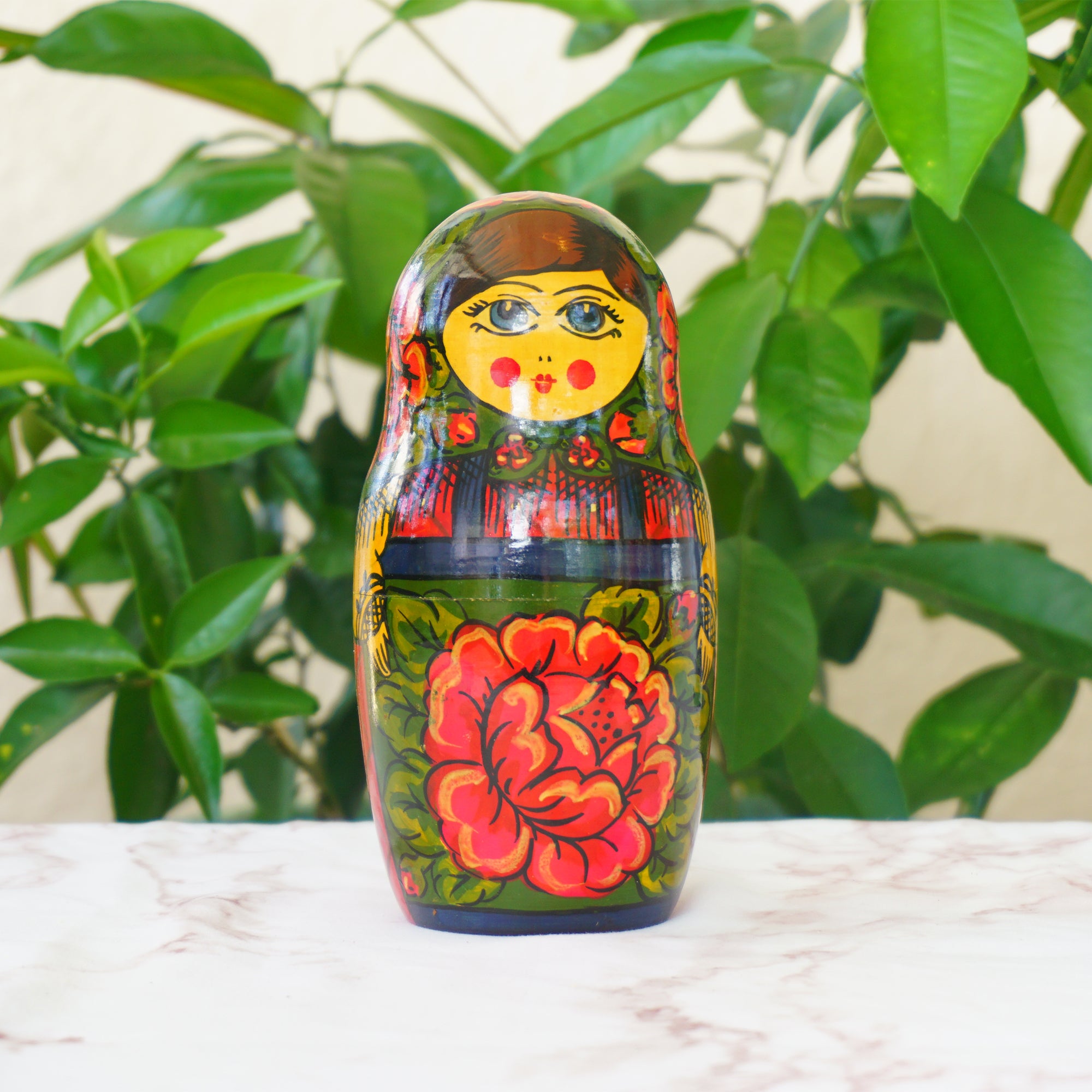 Hand Painted Wood Matryoshka "Матрёшка". Traditional Russian Nesting Dolls. Set of 4.