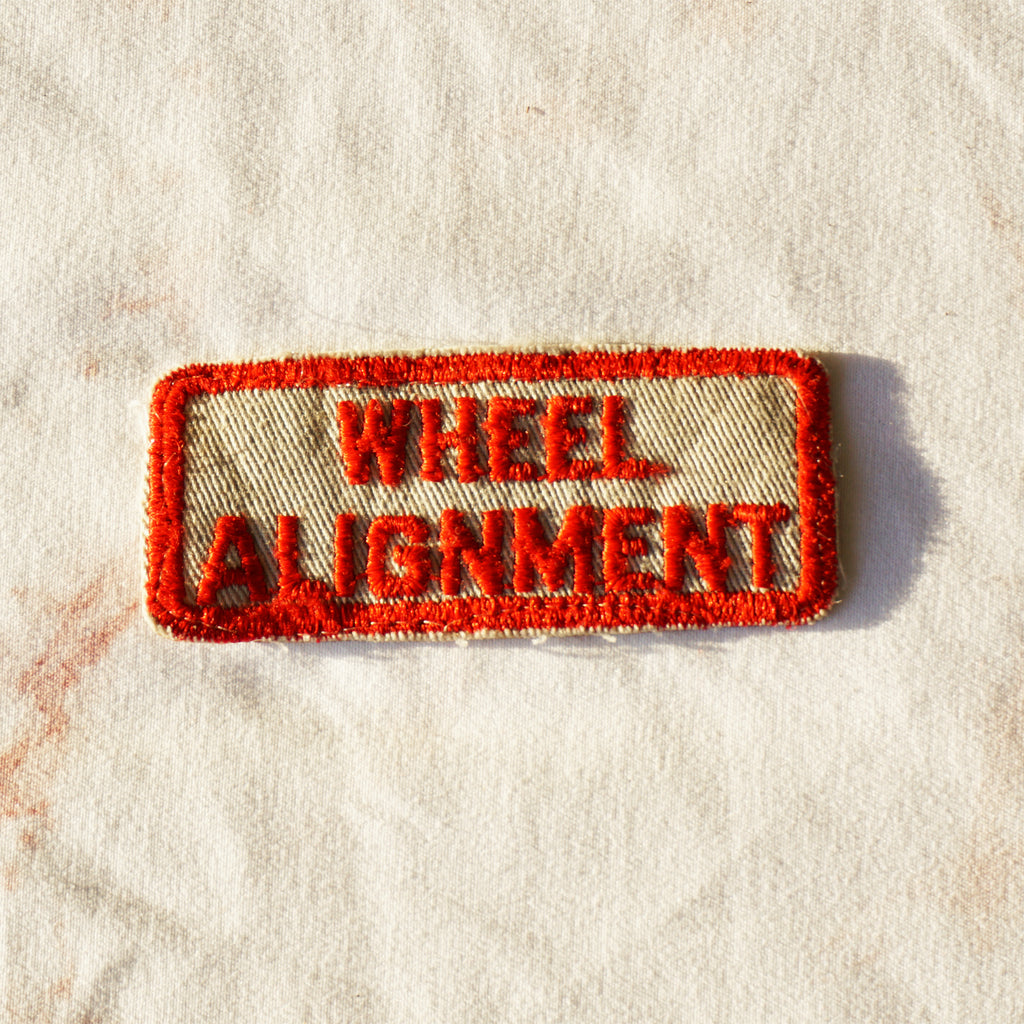 1980s Vintage 3.25" WHEEL ALIGNMENT Red and Off-White Clothing Patch