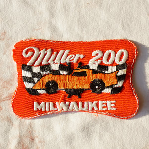 1980s Vintage 4.5" MILLER 200 Milwaukee Red Car and Racing Flag Clothing Patch