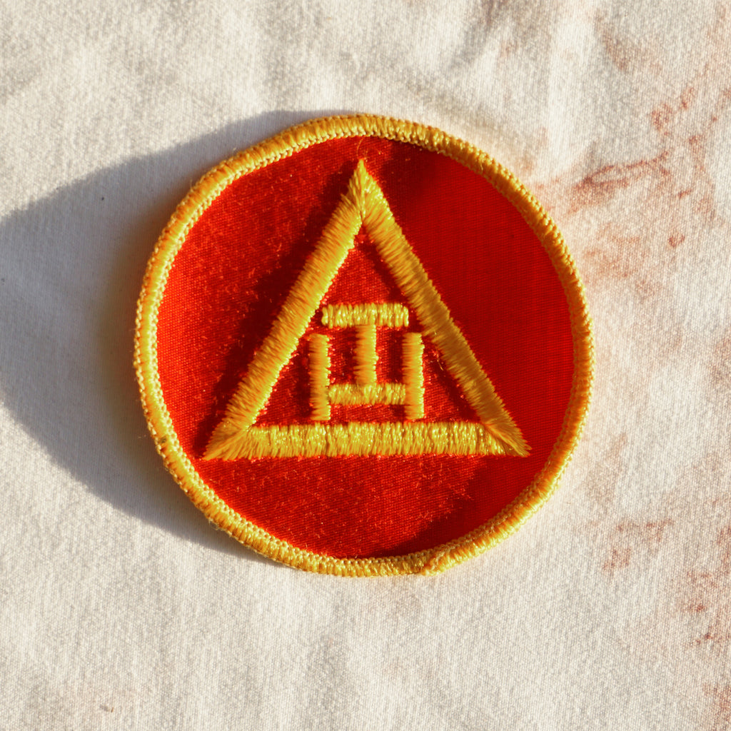 1980s Vintage 3" MASONIC Royal Arch Triple Tau Clothing Patch. Red and Yellow Colors.