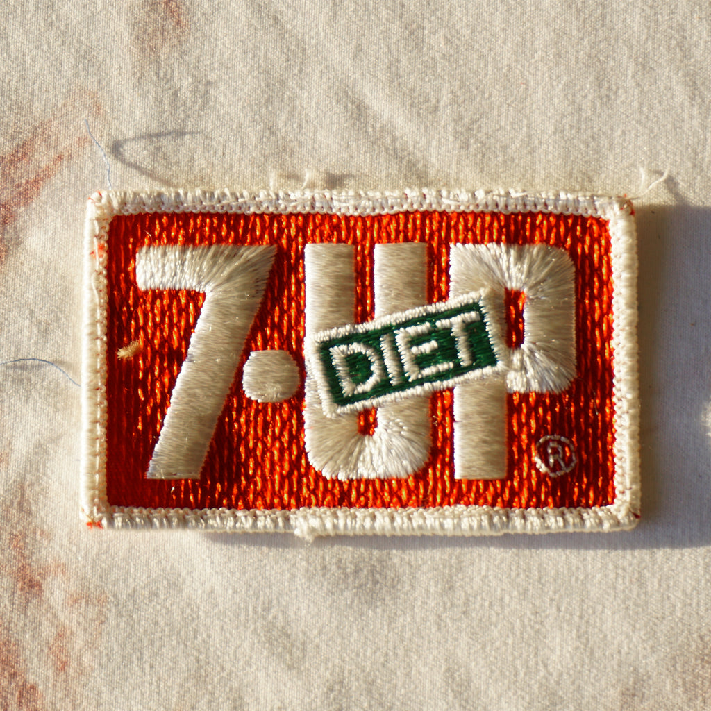 1980s Vintage 3" 7-UP DIET Clothing Patch. Red, White and Green Colors.