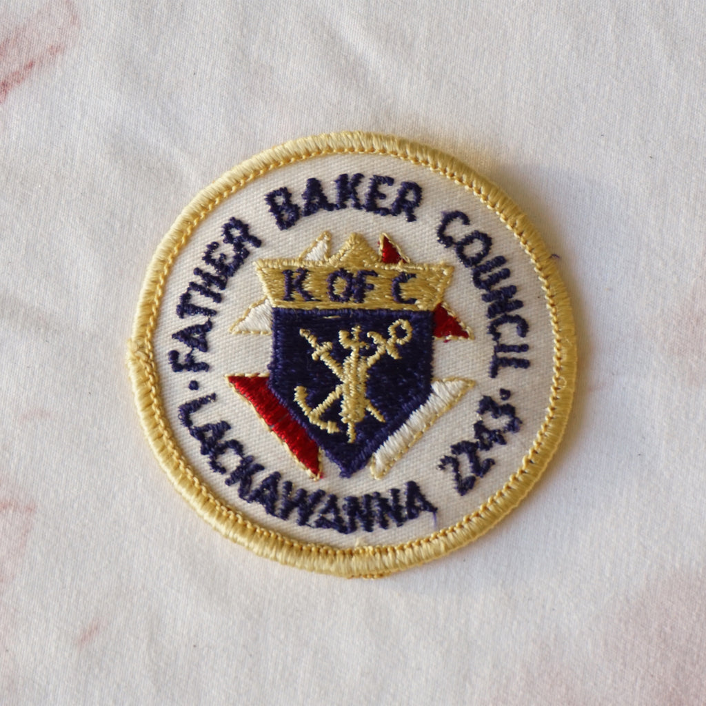 1980s Vintage 2.5" Father Baker Council, Lackawanna #2243, Knights of Columbus Clothing Patch