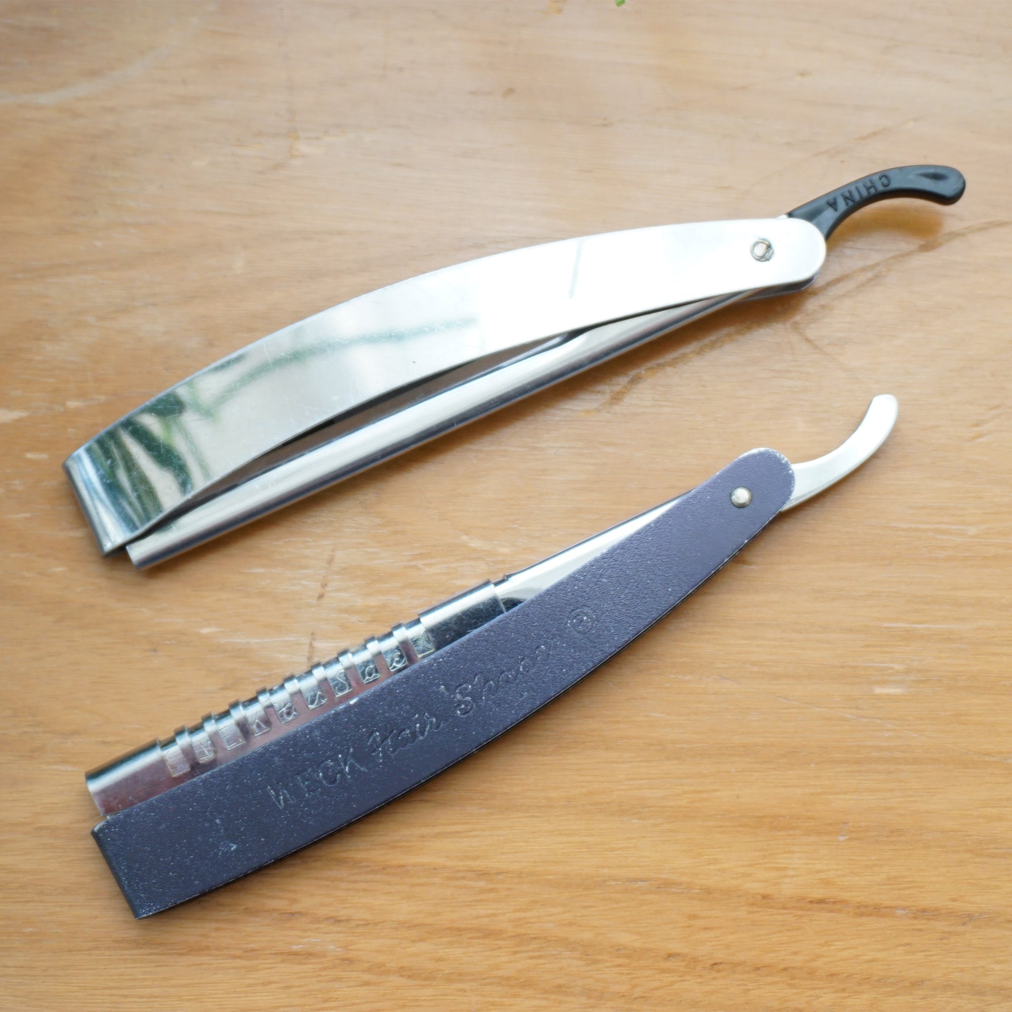 Vintage Metal Barber Hair Tools Set. FROMM Shaver and WECK Hair Shaper. Includes Original Razors.