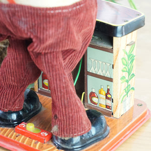 1950s Original Tin Litho TOYS NOMURA Charley Weaver Bartender Elsie Krack. Made in Japan.