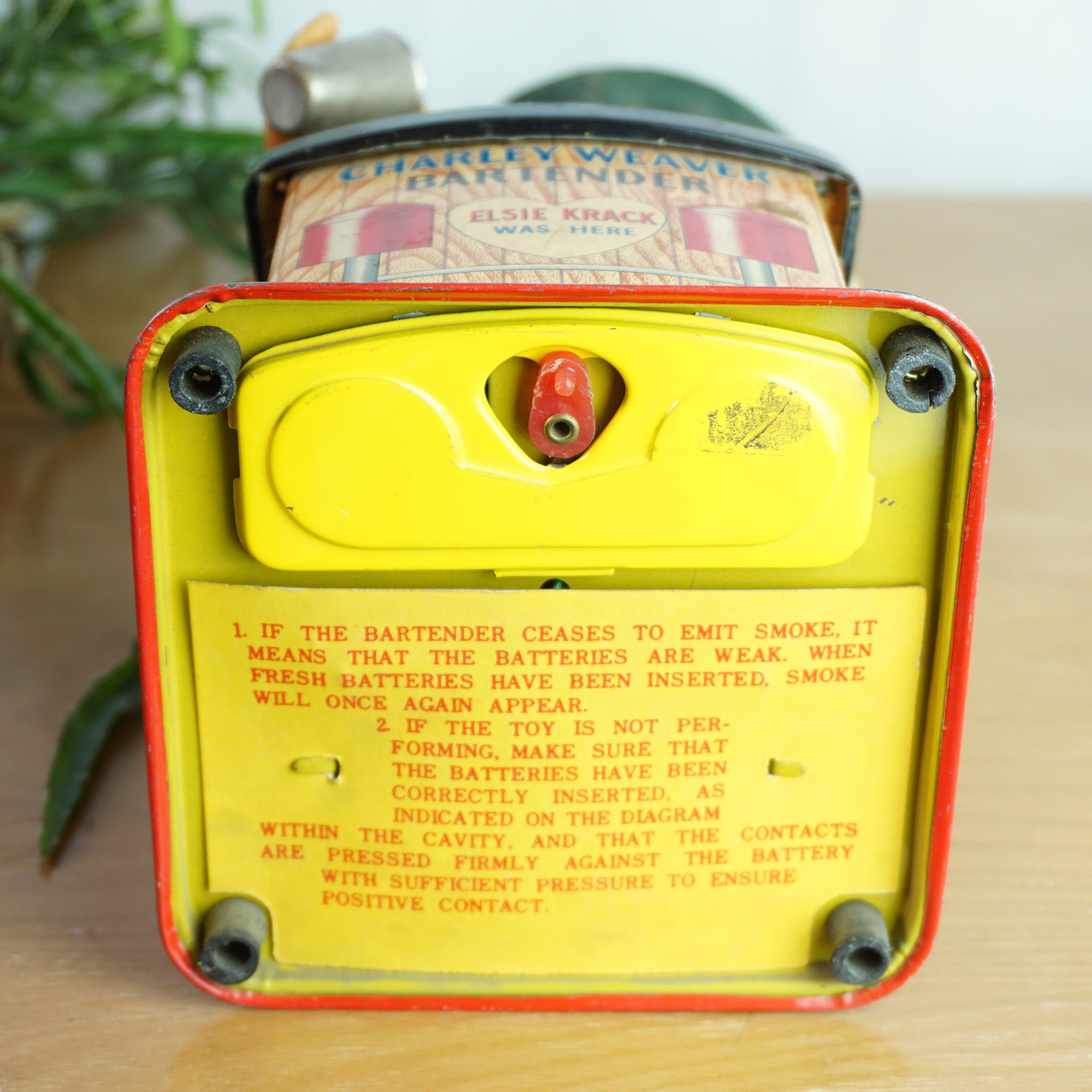 1950s Original Tin Litho TOYS NOMURA Charley Weaver Bartender Elsie Krack. Made in Japan.