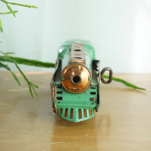 1930s Tin HAFNER O-Gauge Wind-up 1010 Locomotive Train. Green and Copper Colors.