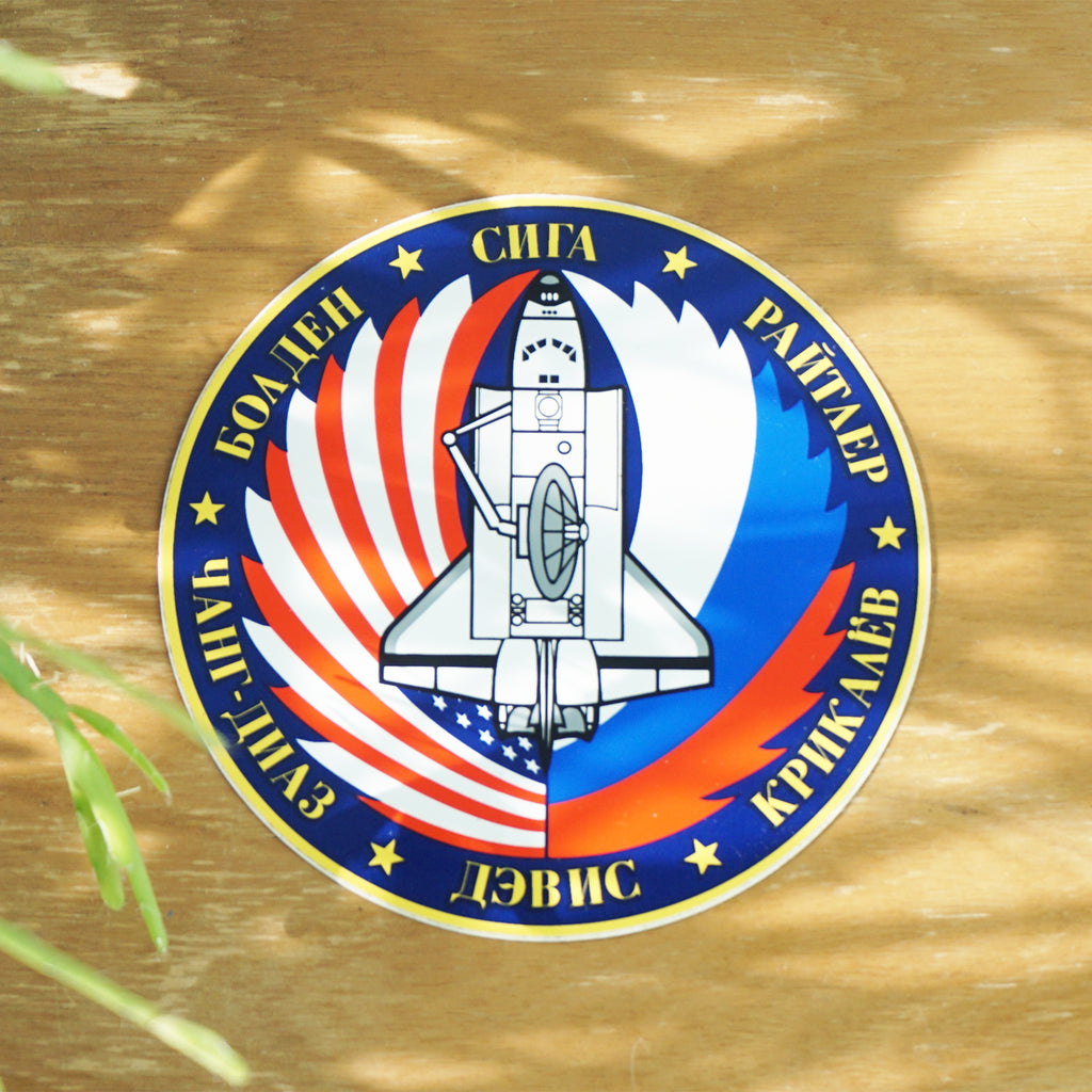 1994 Vintage 3.5" STS-60 Sticker Crew Patch for First Mission of US Space Shuttle/Russian Mir Program.