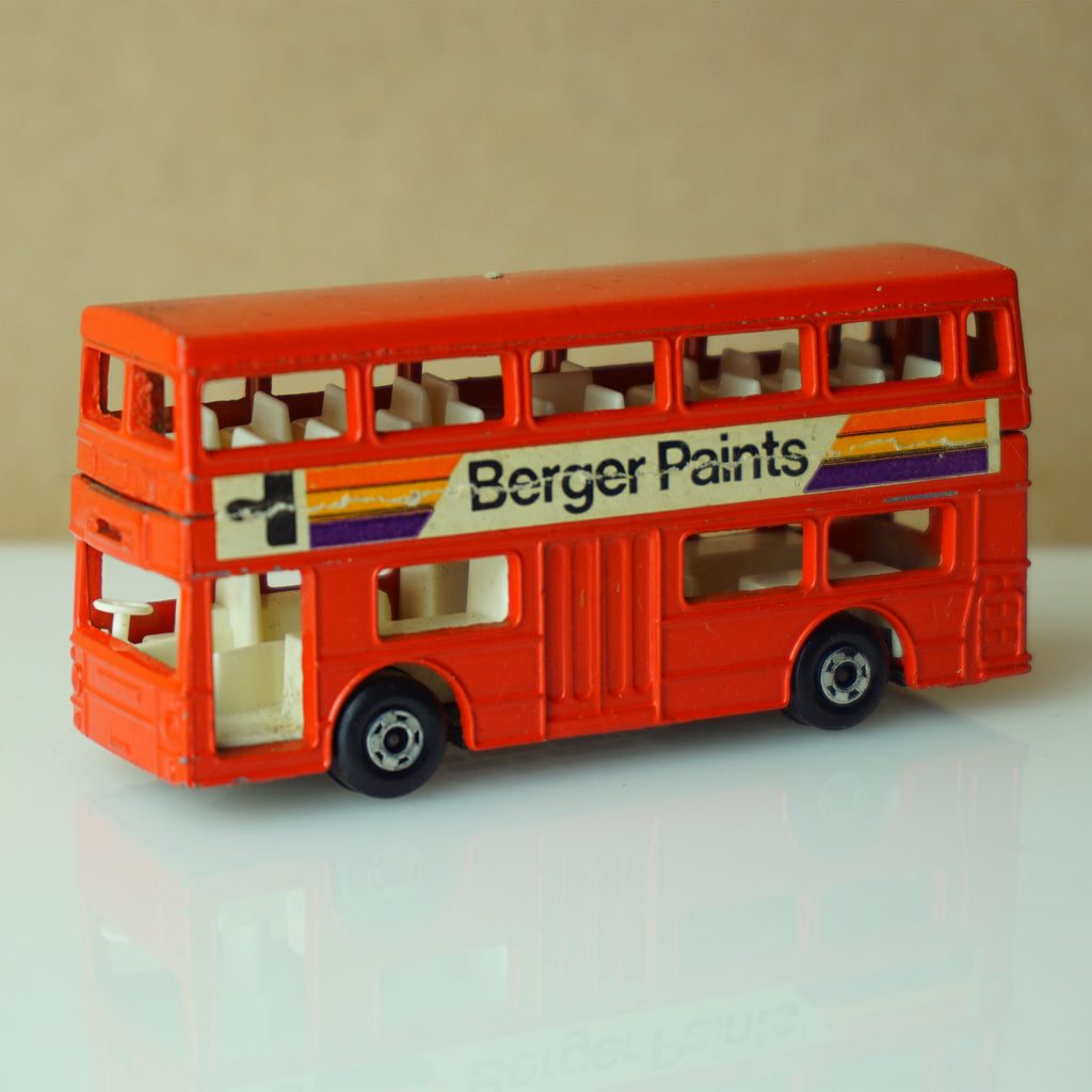 1972 Vintage Diecast MATCHBOX Superfast #17 The Londoner Berger Paints Paints Red Double Decker Bus. Made in England by Lesney.