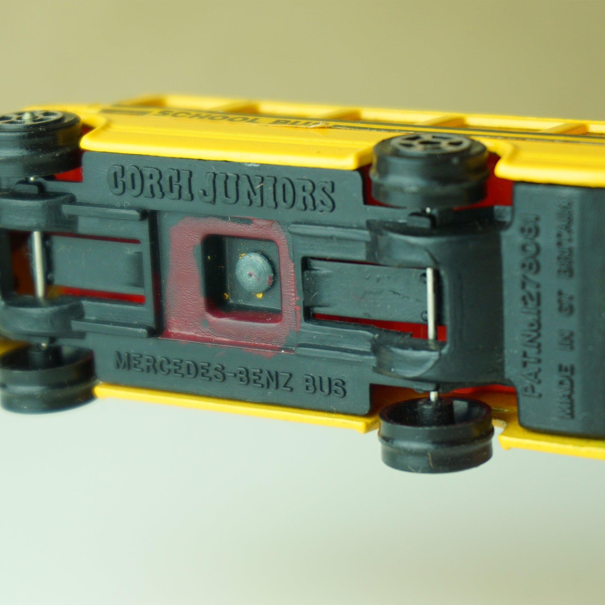 Vintage Diecast CORGI JUNIOR'S Mercedes-Benz Yellow School Bus. Made in Gt. Britain.