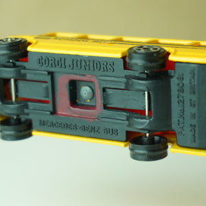 Vintage Diecast CORGI JUNIOR'S Mercedes-Benz Yellow School Bus. Made in Gt. Britain.