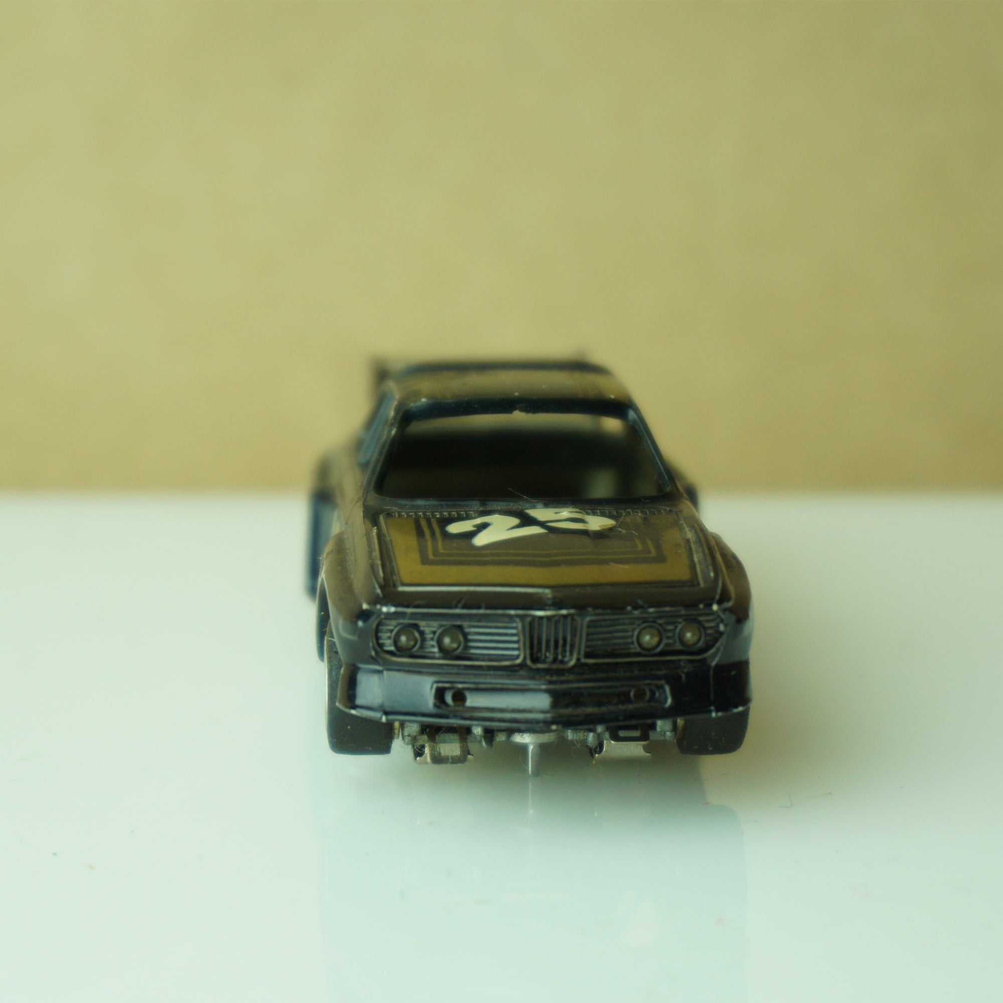 Vintage TYCO BMW 3.5 CSI #25 Stripes Black and Gold Slot Car. Made in Hong Kong.