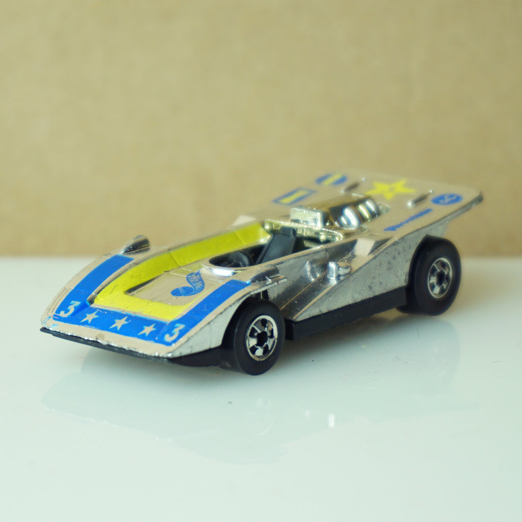 1973 Vintage Diecast HOT WHEELS Steam Roller Super Chromes "3" Blue & Yellow  #9208. Made by Mattel.