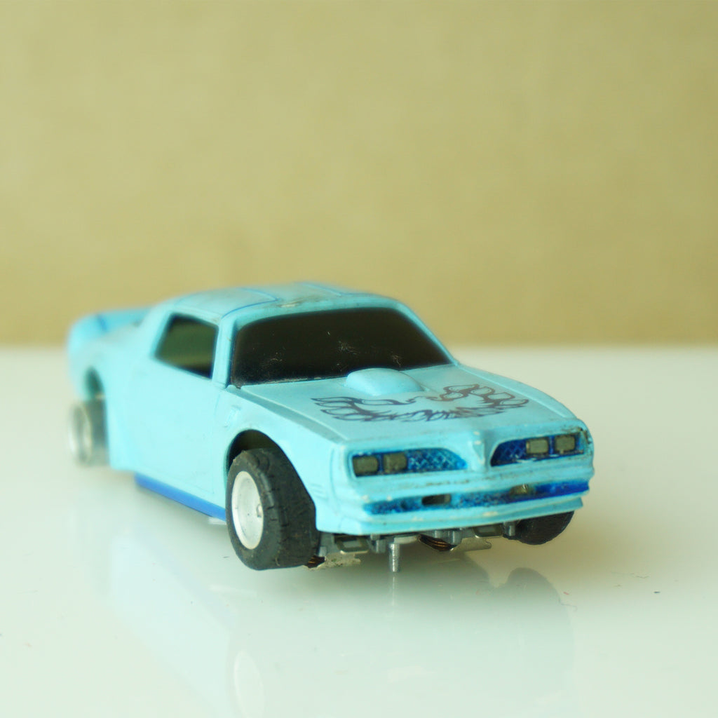 Vintage TYCO Blue w/Blue Pontiac Firebird Trans Am Slot Machine. Made in Hong Kong.
