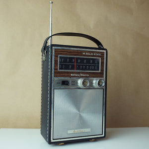 1960s Vintage AUDITION 19 Solid State Battery/Electric Radio w/ Black Leather Case