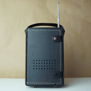 1960s Vintage AUDITION 19 Solid State Battery/Electric Radio w/ Black Leather Case