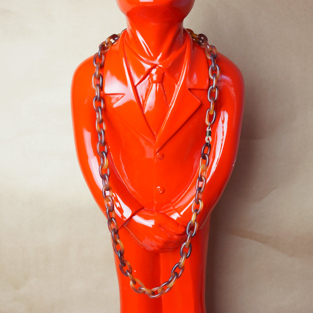 1980s Vintage Long Tortoise Color Link Necklace