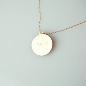 1963 Vintage 14K Gold Coin Drop Matron of Honor Necklace. Dated 1-12-63.
