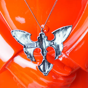 Vintage ERICKSON BEAMON Large SIlver Butterfly / Moth Pendant Necklace