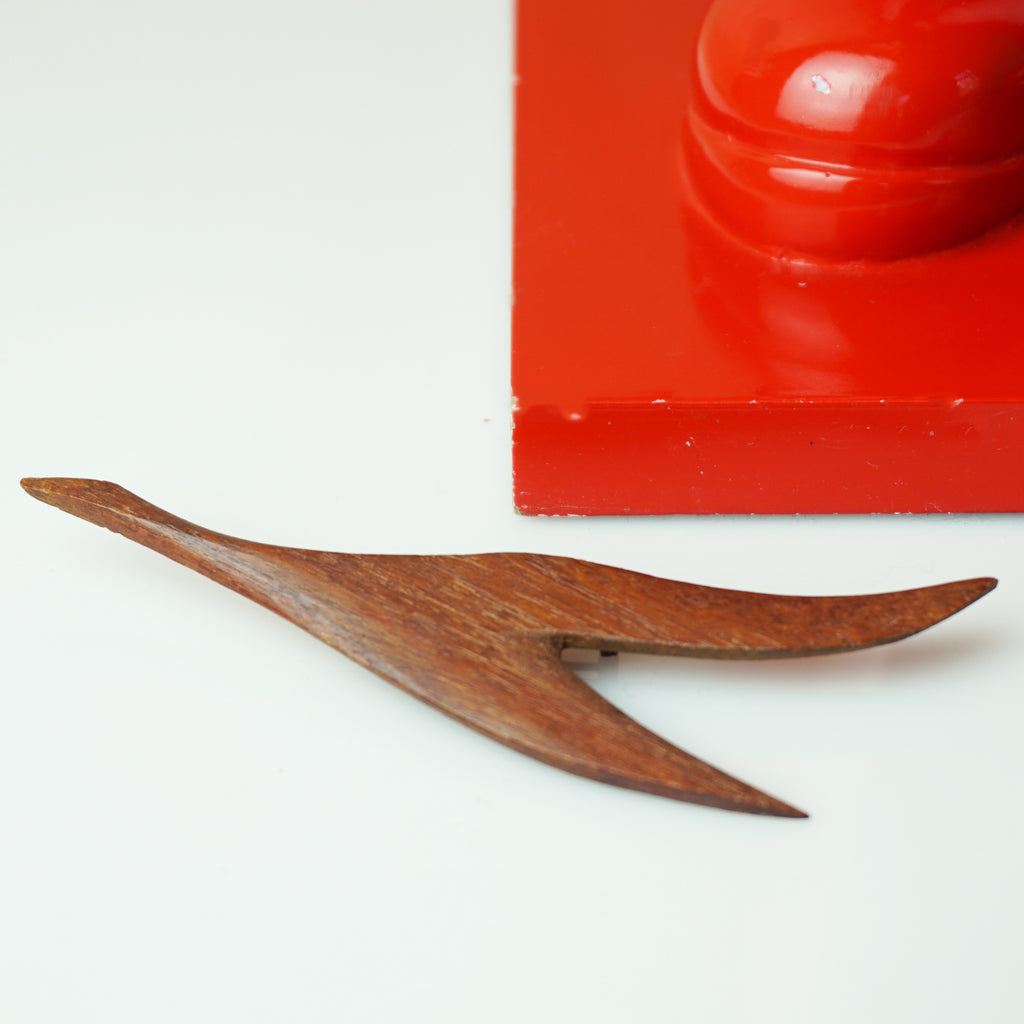 1980s Vintage Wooden Bird Brooch Pin