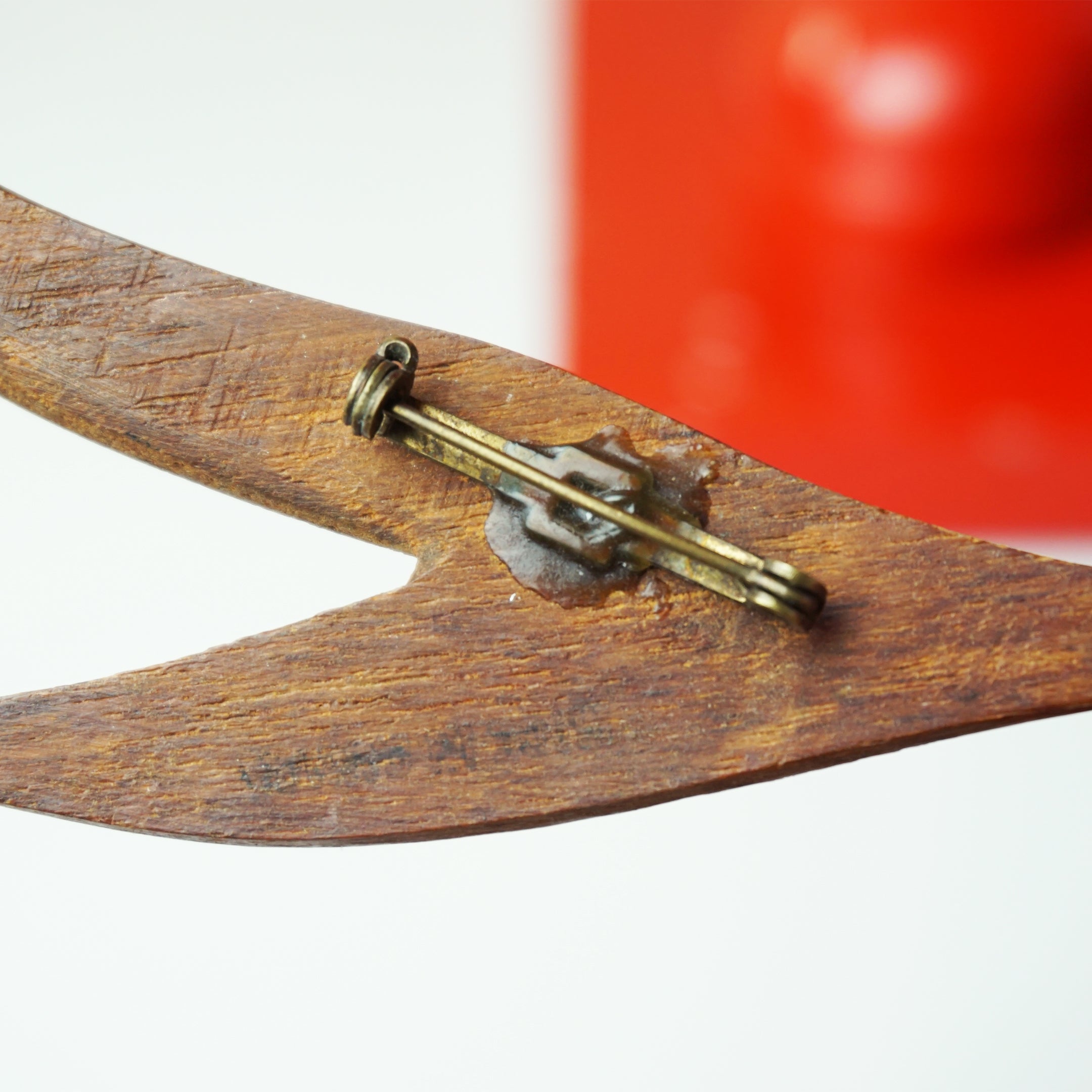 1980s Vintage Wooden Bird Brooch Pin