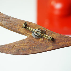 1980s Vintage Wooden Bird Brooch Pin