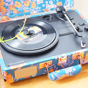 CROSLEY CR8005U-FR1 Rose Gold Cruiser Plus Turntable Record Player, Floral Color