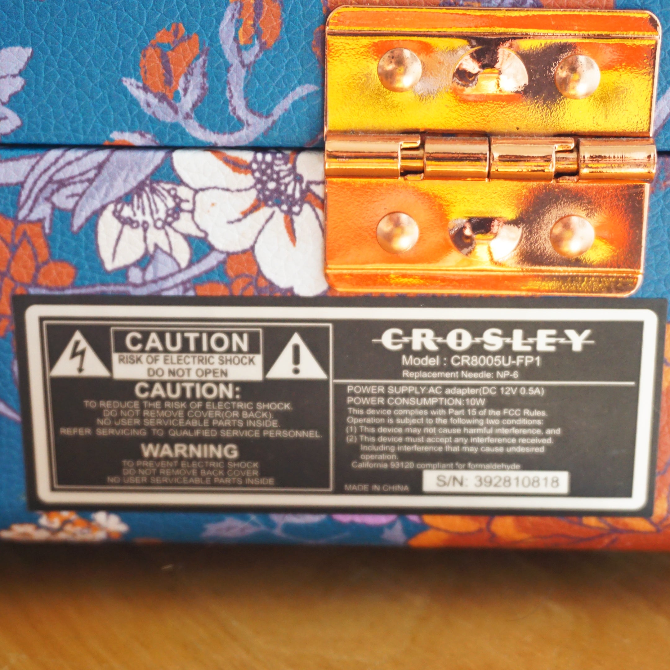 CROSLEY CR8005U-FR1 Rose Gold Cruiser Plus Turntable Record Player, Floral Color