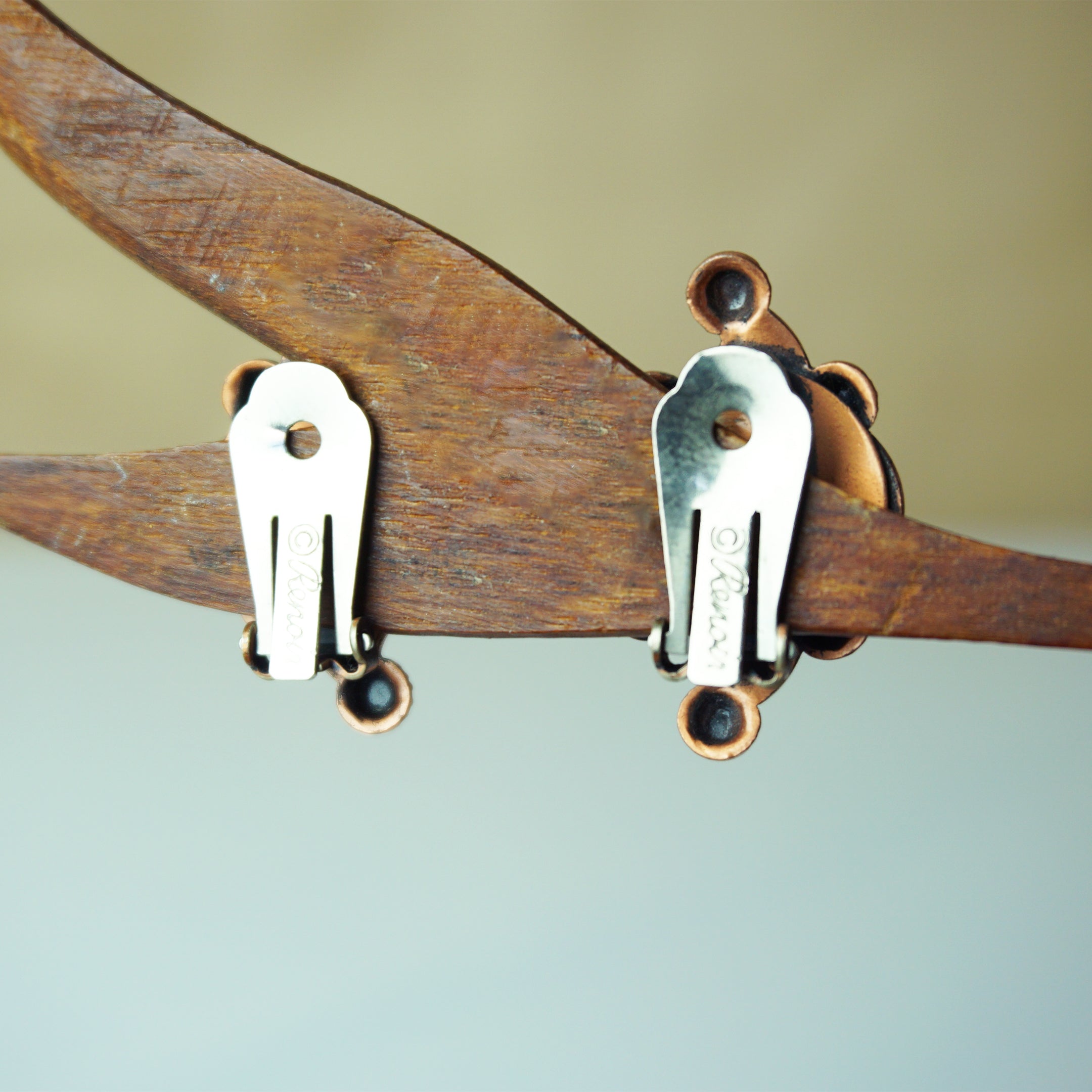 1980s Vintage RENOIR Copper Statement Clip-on Earrings