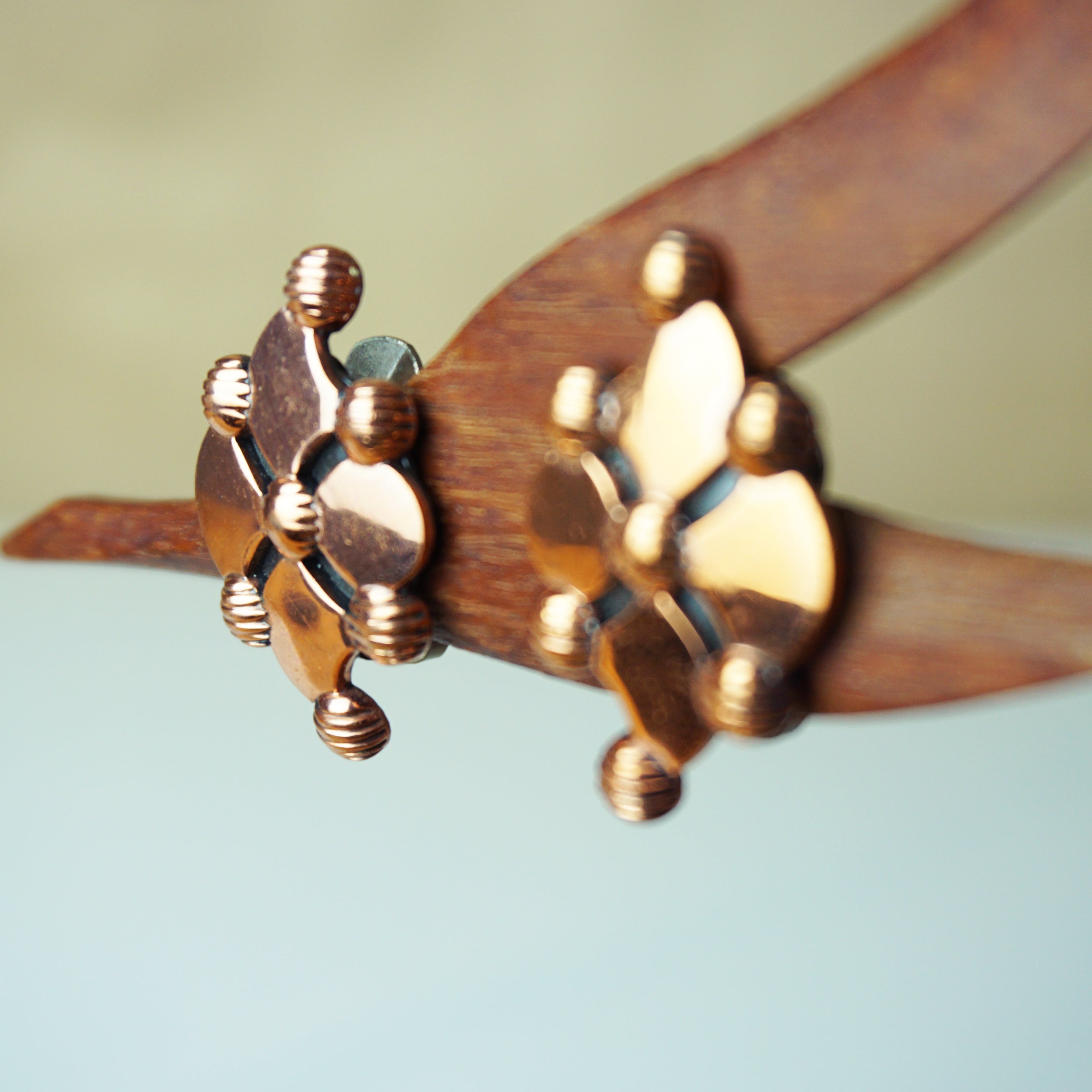 1980s Vintage RENOIR Copper Statement Clip-on Earrings