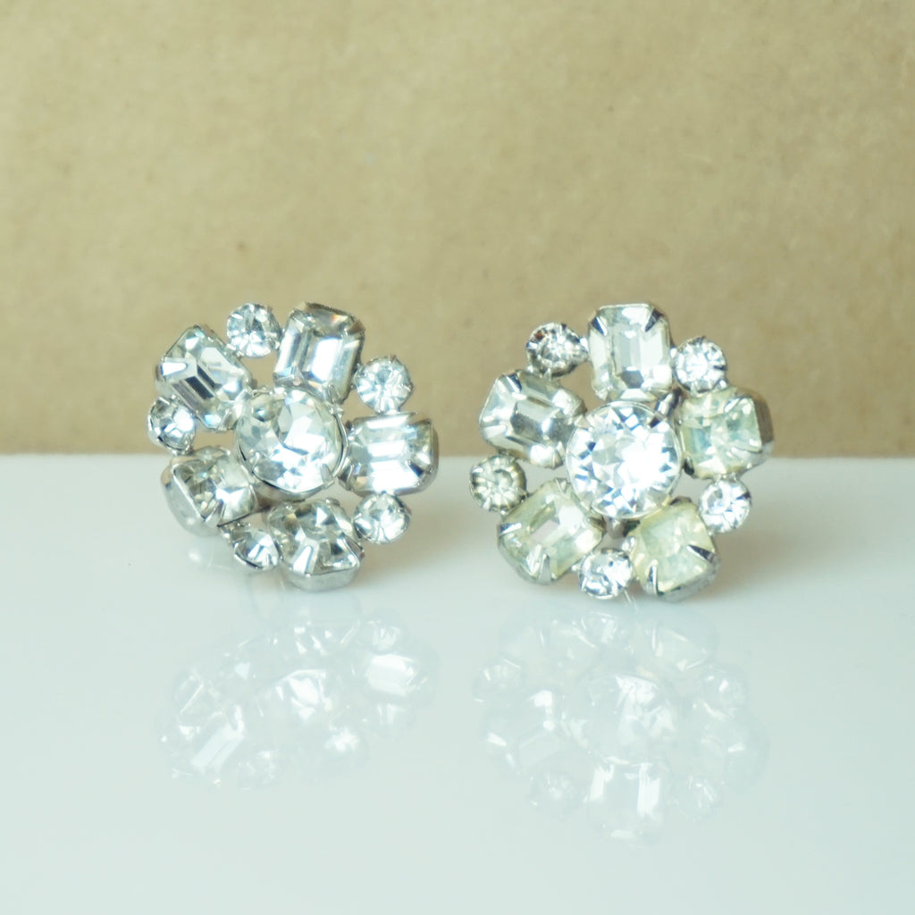 1980s Vintage Crystal Starburst Flower Cufflinks