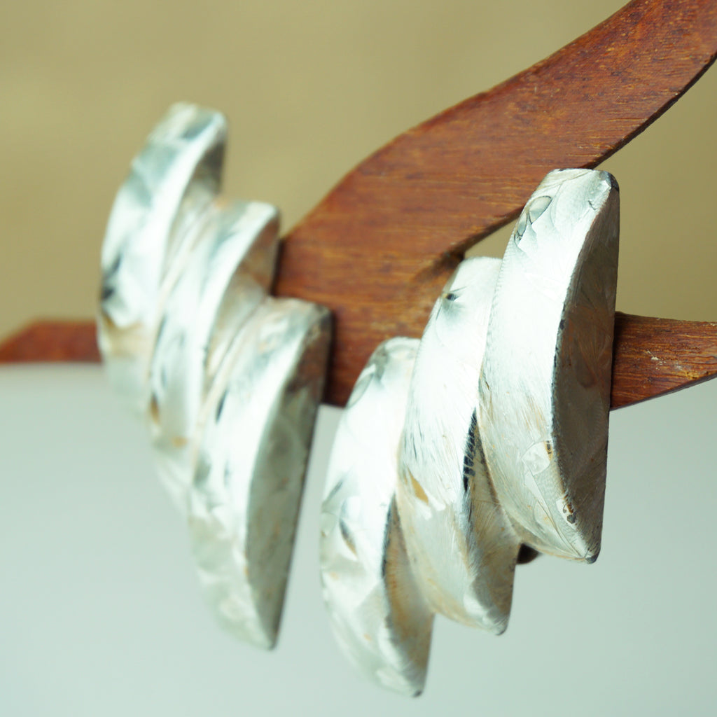 1980s Vintage Art Deco Chunky Statement Clip-on Earrings