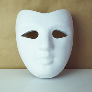 Set of 9 White Paper V Face Halloween Purim Anon DIY Blank Mask