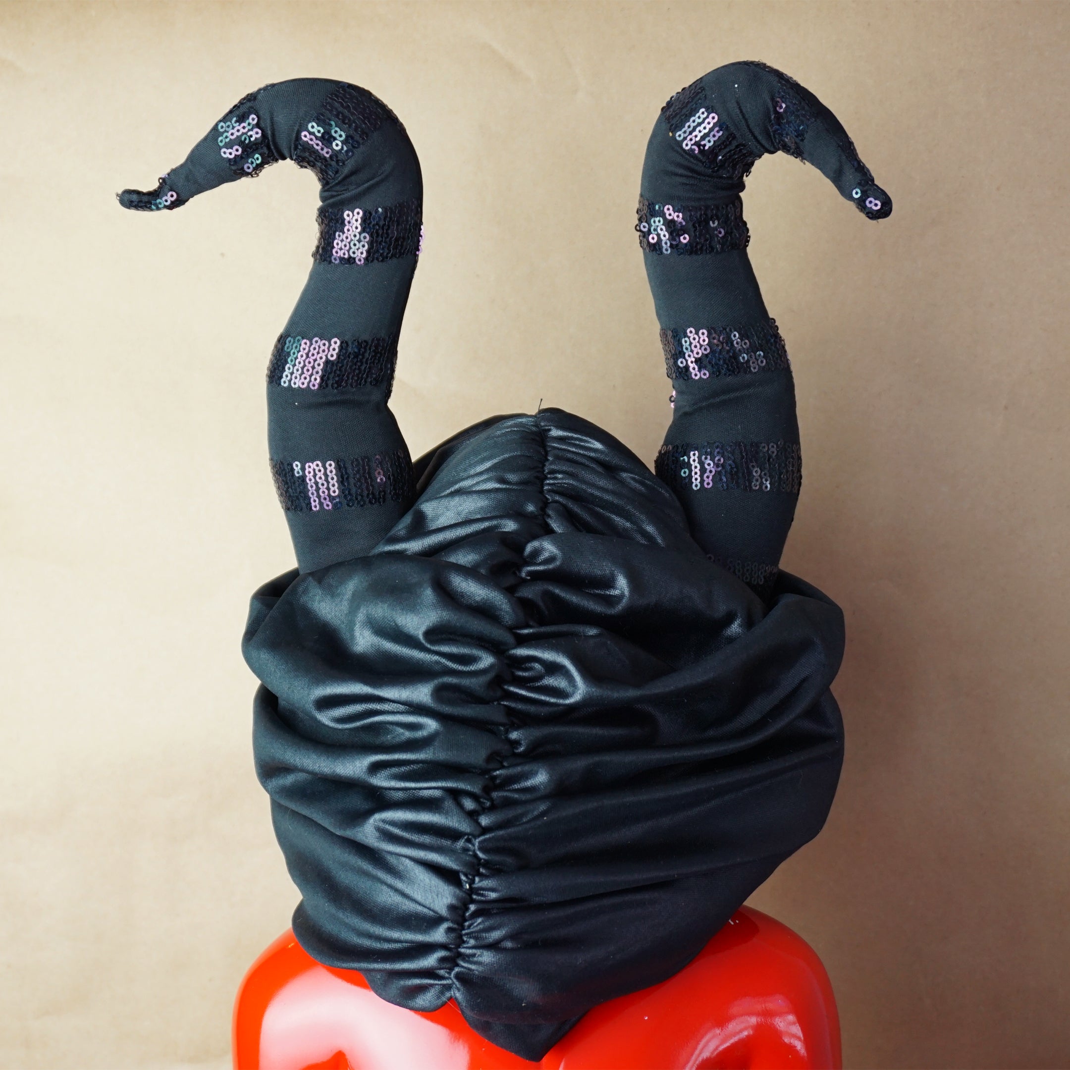 Black MALEFICENT Halloween/ Purim Costume Horned Hat with Sequin Accessory