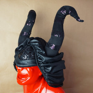 Black MALEFICENT Halloween/ Purim Costume Horned Hat with Sequin Accessory