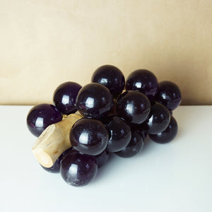 Mid-Century Vintage Purple Lucite Grape Cluster Sculpture on Driftwood Branch