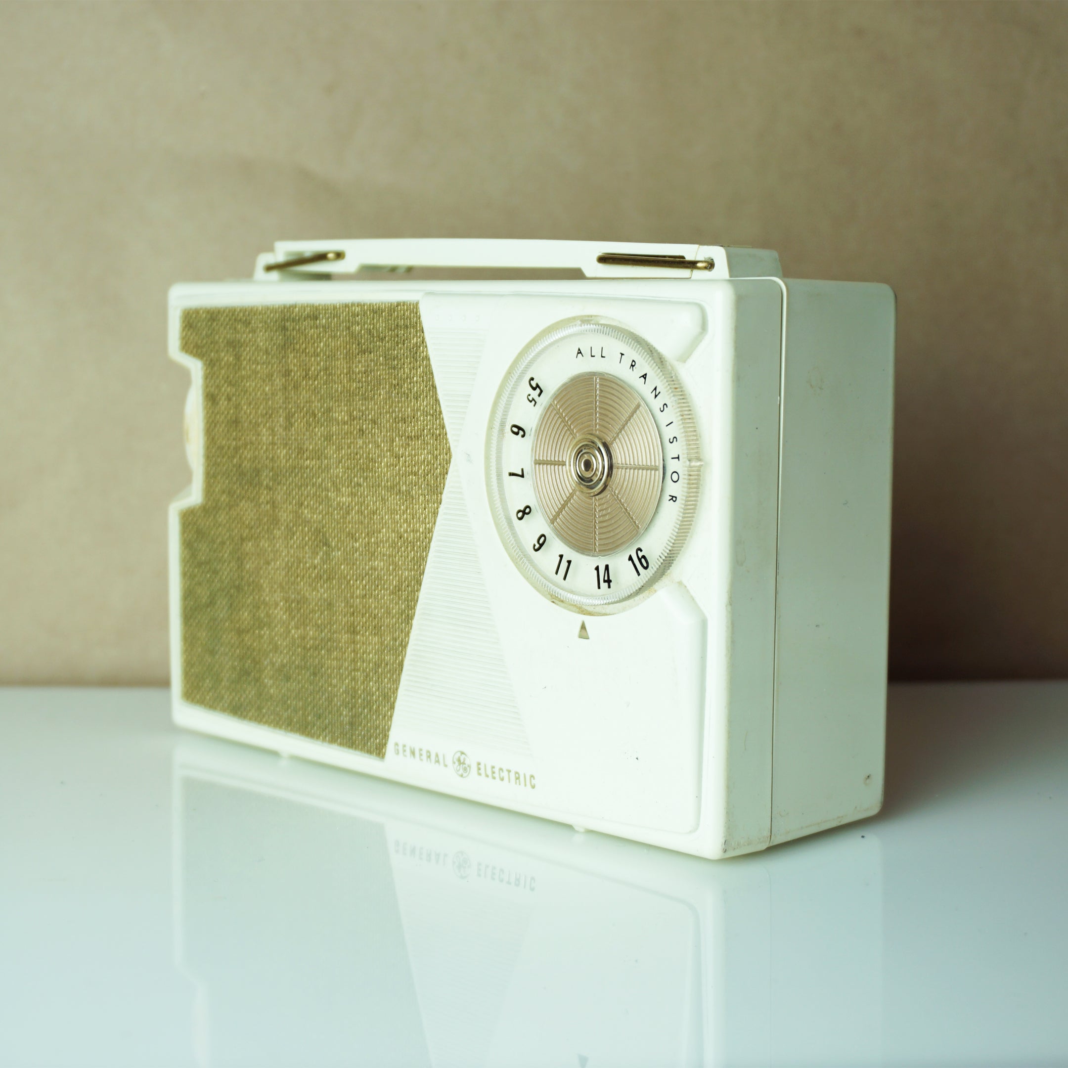 1964 Vintage GE P-807H White Transistor Radio w/ Bluetooth Technology MCM