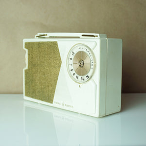 1964 Vintage GE P-807H White Transistor Radio w/ Bluetooth Technology MCM