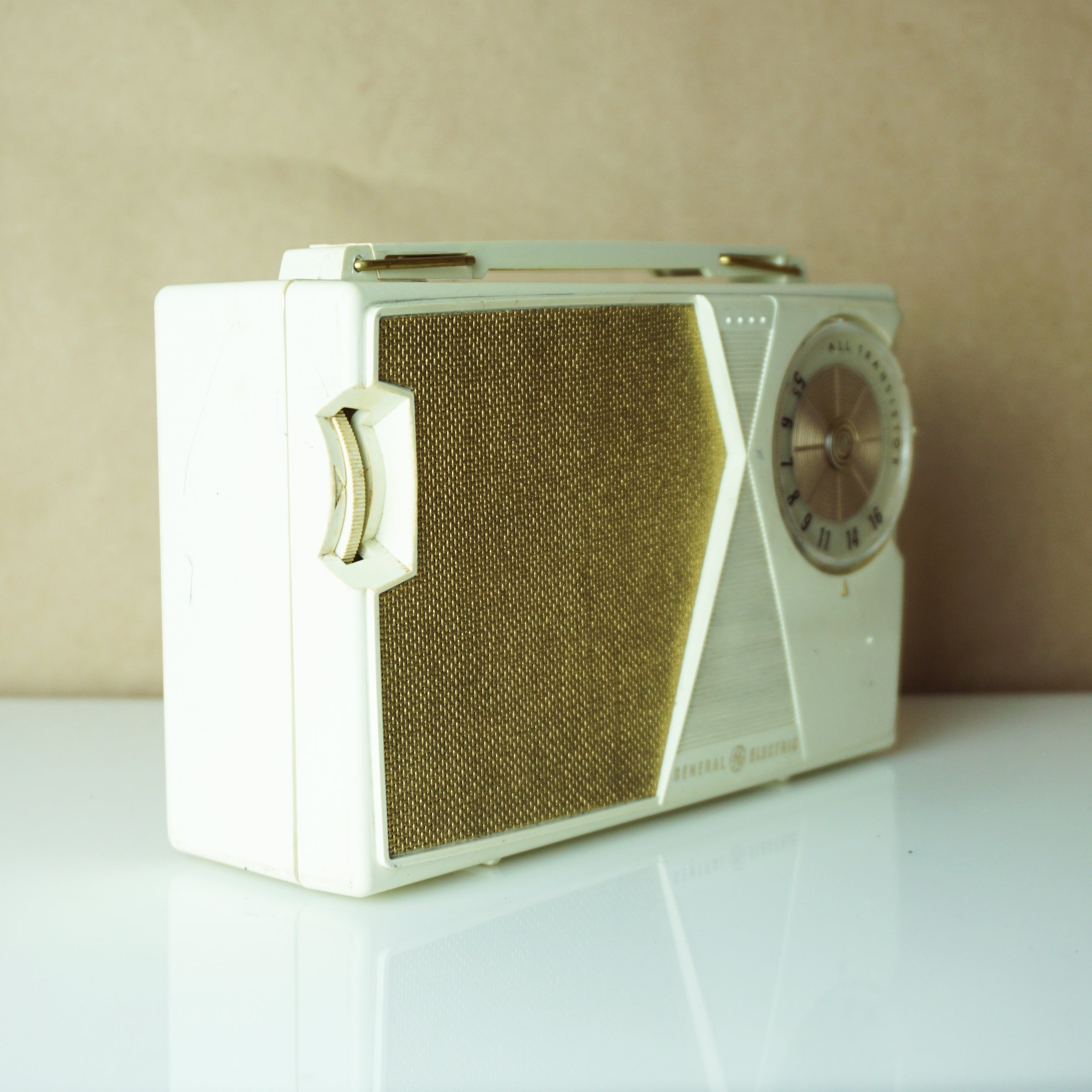 1964 Vintage GE P-807H White Transistor Radio w/ Bluetooth Technology MCM