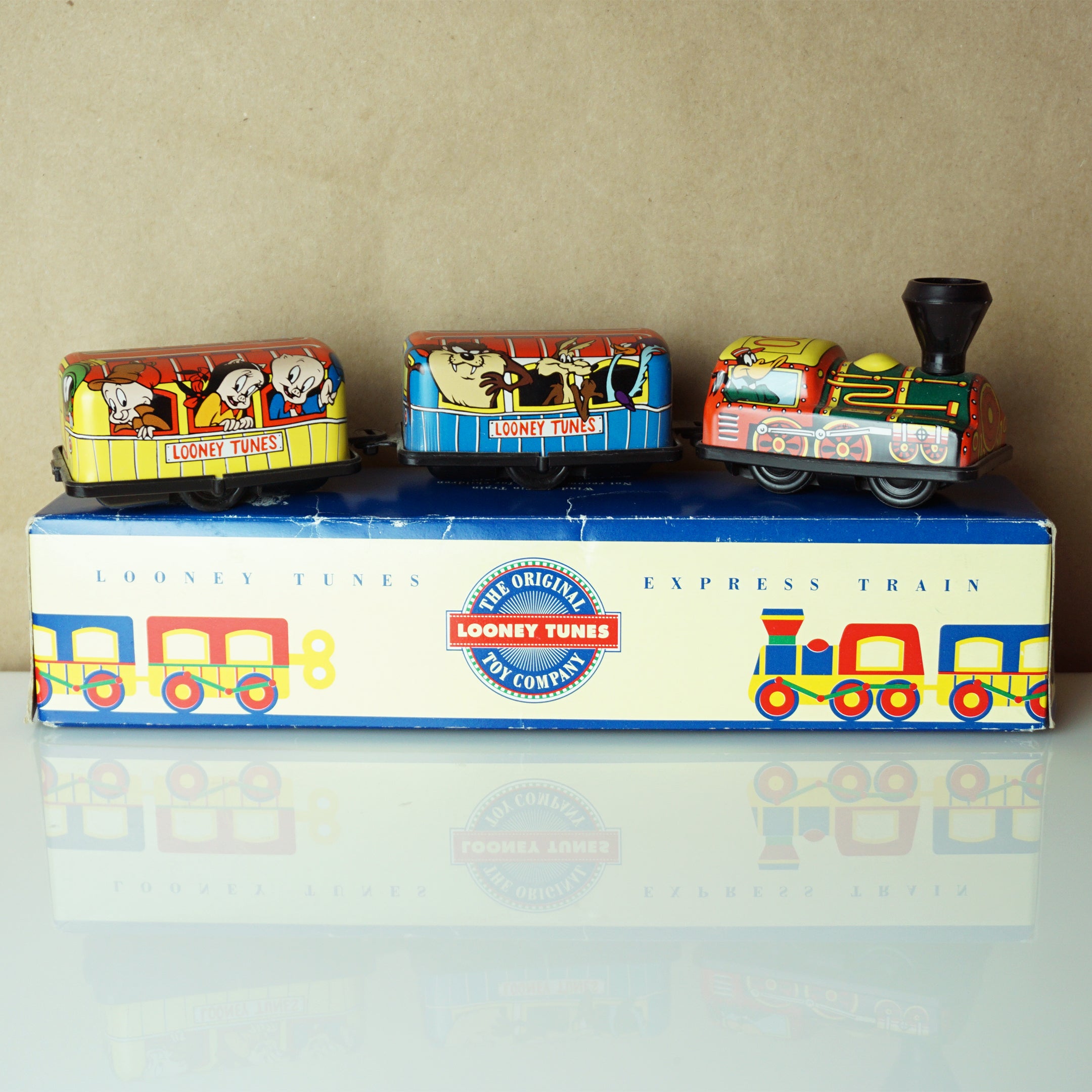 1993 Vintage Tin Litho WARNER BROS Looner Tunes Express Train Wind-up Toy