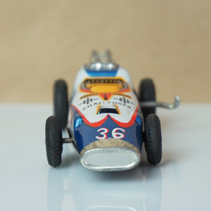 Vintage Tin Litho TAKATOKU (T.T Japan) Challenger Wind-up Indie Race Car #36