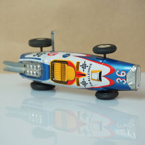 Vintage Tin Litho TAKATOKU (T.T Japan) Challenger Wind-up Indie Race Car #36