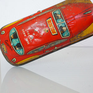 1950s Vintage Tin Litho CRAGSTAN TOYS Red Police Car #78. Made in