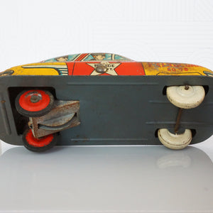 1950s Vintage Tin Litho CRAGSTAN TOYS Red Police Car #78. Made in Japan.