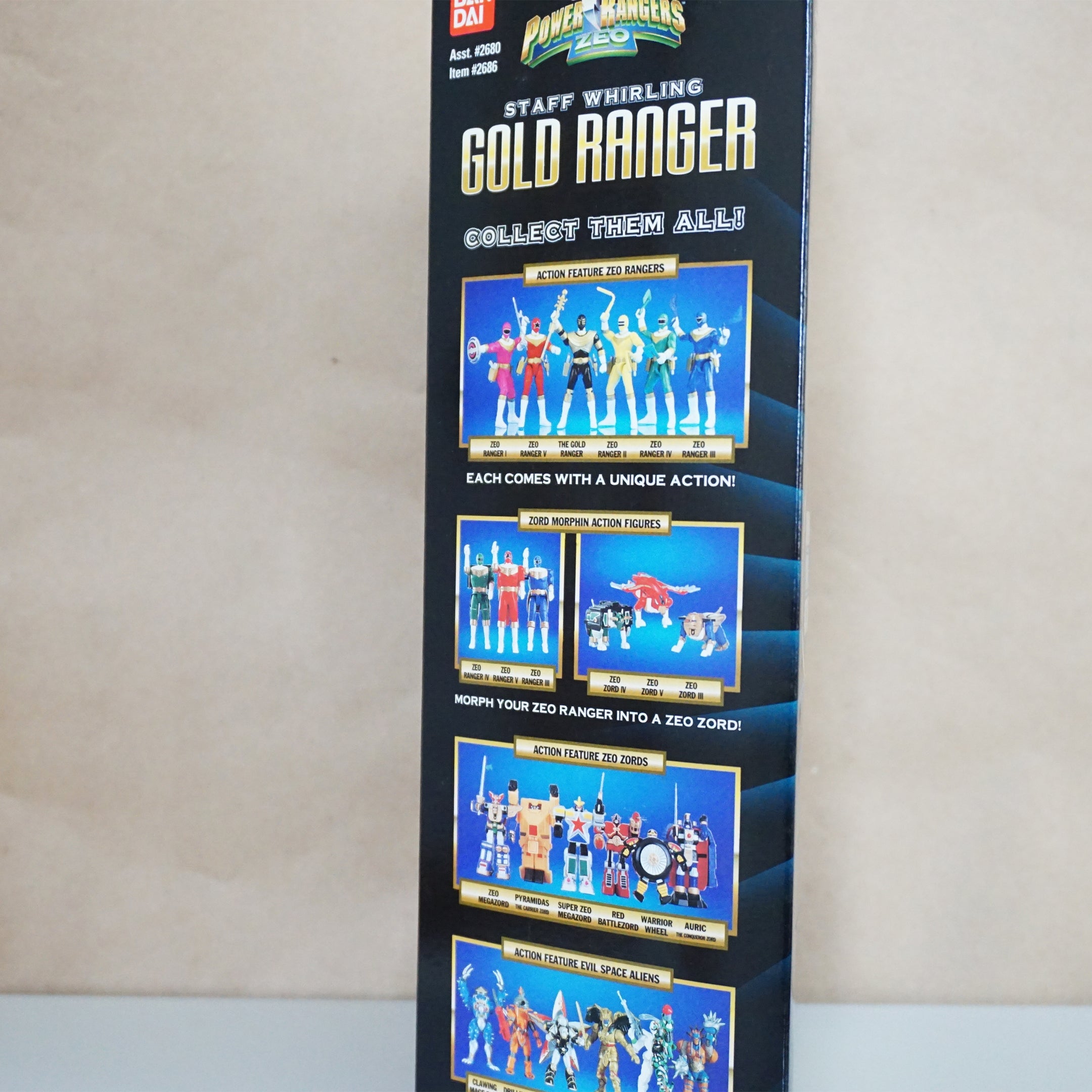 1996 Vintage BANDAI Power Rangers Zeo 8"  Staff Swirling Gold Ranger #2686