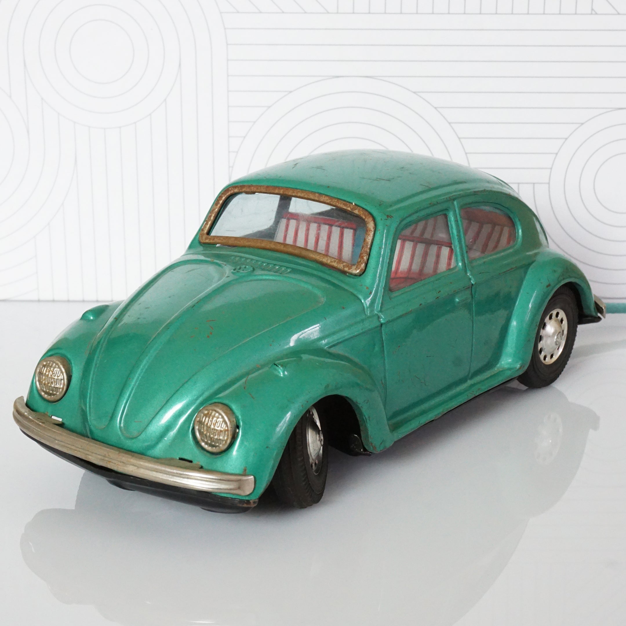 1960s Vintage BANDAI Volkswagen RC Green Beetle. Working Visible Engine. Japan.