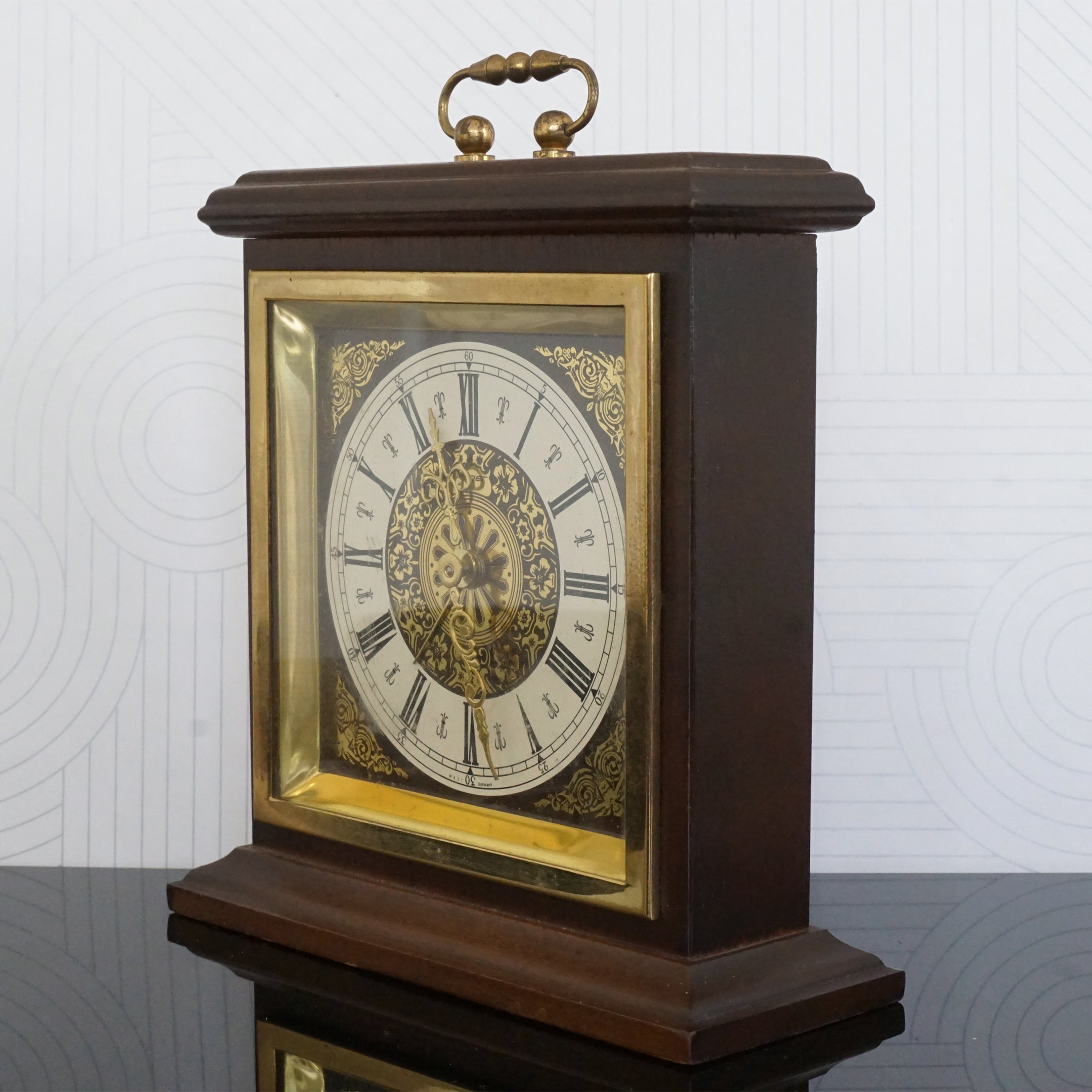 Vintage Antique ADOLF JERGER 6" Mantel Alarm Clock. Made in West Germany.