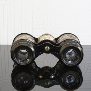 Antique Silver and Black Tone Binoculars/ Opera Glasses showing Ancient War