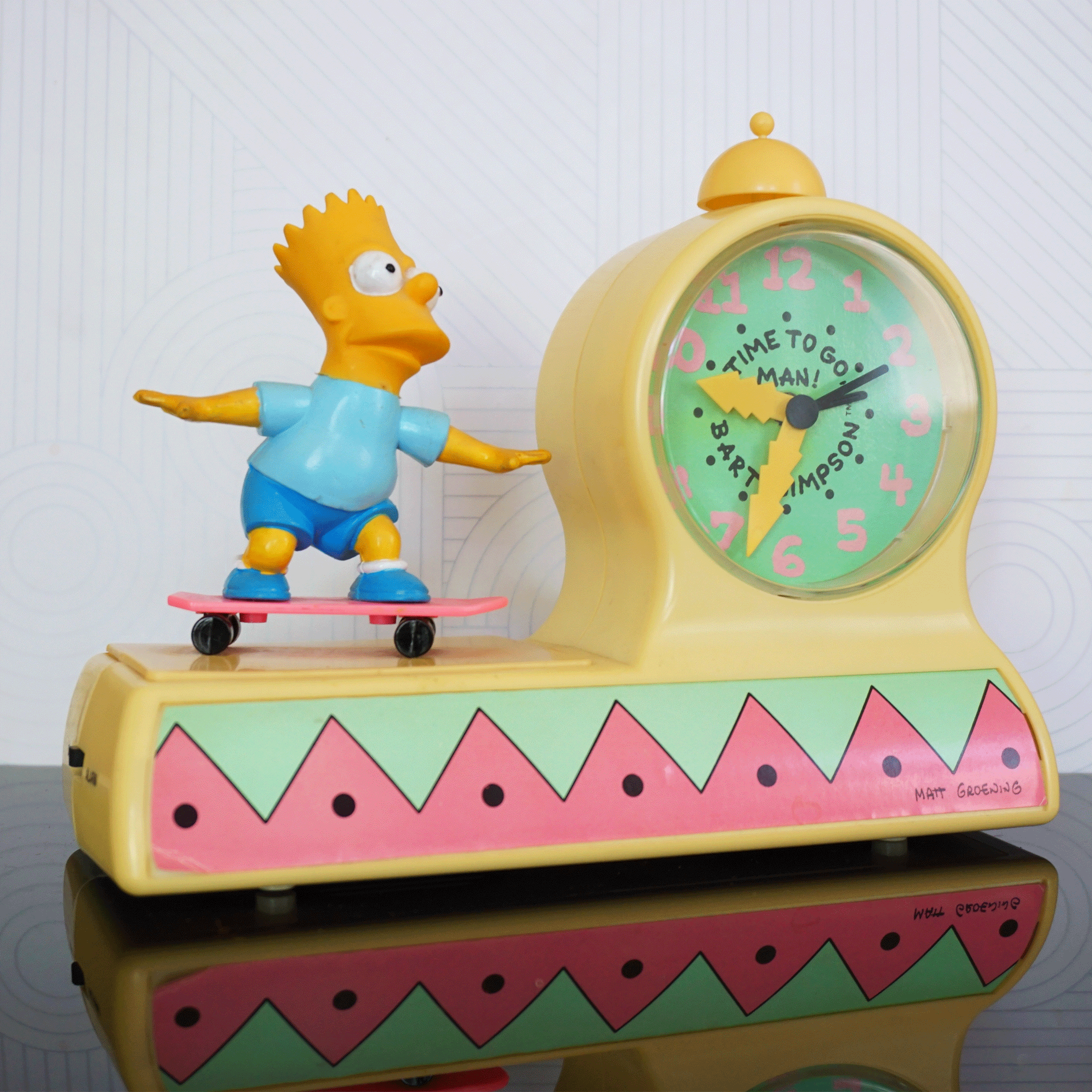 1990 Vintage FOX Bart Simpson Radio Alarm Clock, Matt Groening. Time to Go Man!