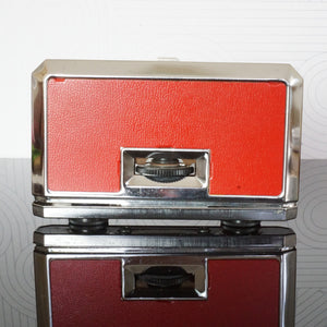 Vintage SPORT GLASS 3x 25mm Silver and Red Tone Folding Opera Glasses. Japan.