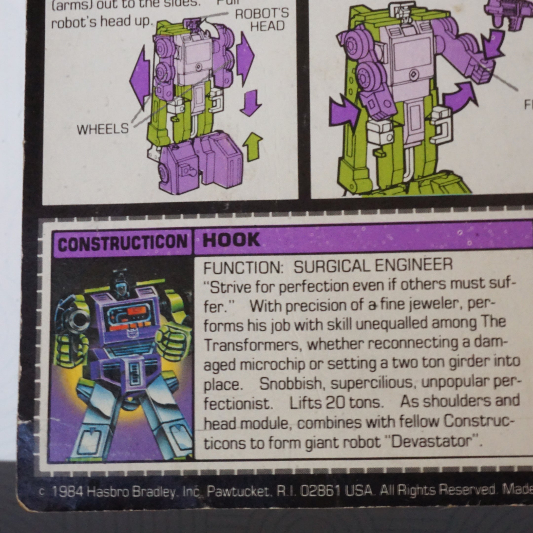 1984 Vintage HASBRO TAKARA Transformer G1 Devastator Constructicon: Hook
